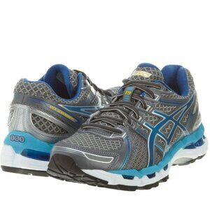 Rare NEW Asics GEL Kayano 19 Grey Turquoise Royal Blue Womens 7.5 US 39 EUR MED